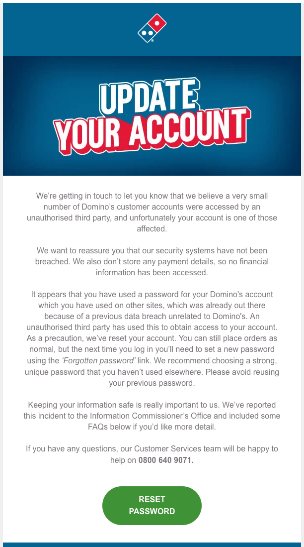 Dominos Email